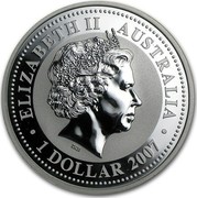 Australia 1 Dollar Lunar Year of the Mouse 2007 KM# 1056a ELIZABETH II AUSTRALIA 1 DOLLAR 2007 coin obverse Australia 1 Dollar Lunar Year of the Mouse 2007 KM# 1056a ELIZABETH II AUSTRALIA 1 DOLLAR 2007 coin obverse