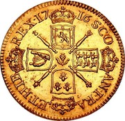 UK 1 Guinea James VIII Pattern 1716 Minted in 1828 by Matthew Young X# PT4 SCO AN FRA ET HIB REX 17 16 coin reverse UK 1 Guinea James VIII Pattern 1716 Minted in 1828 by Matthew Young X# PT4 SCO AN FRA ET HIB REX 17 16 coin reverse