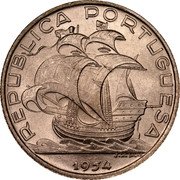 Portugal 10 Escudos 1954 KM# 586 Republic REPUBLICA PORTUGUESA 1954 coin obverse Portugal 10 Escudos 1954 KM# 586 Republic REPUBLICA PORTUGUESA 1954 coin obverse