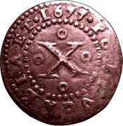 Portugal 10 Reis (1/2 Vinten) Pedro Prince Regent 1677 KM# 99 PORTVGALIA.ET. coin reverse Portugal 10 Reis (1/2 Vinten) Pedro Prince Regent 1677 KM# 99 PORTVGALIA.ET. coin reverse