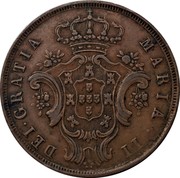 Portugal 10 Reis 1843 KM# 11 Portuguese Administration Provincial coinage MARIA II DEI GRATIA coin obverse Portugal 10 Reis 1843 KM# 11 Portuguese Administration Provincial coinage MARIA II DEI GRATIA coin obverse