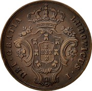 Portugal 10 Reis 1865 KM# 14 Portuguese Administration Provincial coinage LUDOVICUS I DEI GRATIA coin obverse Portugal 10 Reis 1865 KM# 14 Portuguese Administration Provincial coinage LUDOVICUS I DEI GRATIA coin obverse