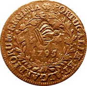 Portugal 10 Reis ND KM# 30 Portuguese Administration Countermarked coinage (1871 Decree) PORTUGALIÆ ET ALGARBIORUM REGINA 5 1795 coin obverse Portugal 10 Reis ND KM# 30 Portuguese Administration Countermarked coinage (1871 Decree) PORTUGALIÆ ET ALGARBIORUM REGINA 5 1795 coin obverse