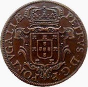 Portugal 10 Reis (X. 1/2 Vinten) Pedro Prince Regent 1683 KM# 131 PETRVS.D.G.P. PORTVGALIÆ coin obverse Portugal 10 Reis (X. 1/2 Vinten) Pedro Prince Regent 1683 KM# 131 PETRVS.D.G.P. PORTVGALIÆ coin obverse