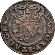 Portugal 10 Reis (X) 1721 KM# 191 Kingdom Milled coinage D G PORT ET ALG REX JV coin obverse Portugal 10 Reis (X) 1721 KM# 191 Kingdom Milled coinage D G PORT ET ALG REX JV coin obverse