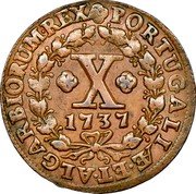 Portugal 10 Reis (X) 1737 KM# 227 Kingdom Milled coinage IOANNES V DEI GRATIA coin reverse Portugal 10 Reis (X) 1737 KM# 227 Kingdom Milled coinage IOANNES V DEI GRATIA coin reverse