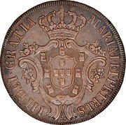 Portugal 10 Reis (X) 1782 KM# 280 Kingdom Milled coinage MARIA I ET PETRVS III DEI GRATIA coin obverse Portugal 10 Reis (X) 1782 KM# 280 Kingdom Milled coinage MARIA I ET PETRVS III DEI GRATIA coin obverse