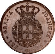 Portugal 10 Reis (X) 1818 KM# 356 Kingdom Milled coinage DEI GRATIA JOANNES VI coin obverse Portugal 10 Reis (X) 1818 KM# 356 Kingdom Milled coinage DEI GRATIA JOANNES VI coin obverse