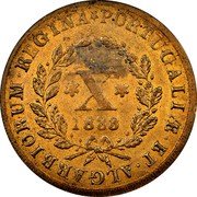 Portugal 10 Reis (X) 1833 KM# 399 Kingdom Milled coinage PORTUGALIAE ET ALGARBIORUM REGINA X 1833 coin reverse Portugal 10 Reis (X) 1833 KM# 399 Kingdom Milled coinage PORTUGALIAE ET ALGARBIORUM REGINA X 1833 coin reverse