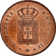 Portugal 10 Reis (X) 1839 KM# 409 Kingdom Milled coinage MARIA II DEI GRATIA coin obverse Portugal 10 Reis (X) 1839 KM# 409 Kingdom Milled coinage MARIA II DEI GRATIA coin obverse