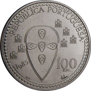 Portugal 100 Esc 800th Anniversary of the Death of King Afonso Henriques 1985 KM# 629 REPÚBLICA PORTUGUESA 100 ESC. 1985 INCM coin obverse Portugal 100 Esc 800th Anniversary of the Death of King Afonso Henriques 1985 KM# 629 REPÚBLICA PORTUGUESA 100 ESC. 1985 INCM coin obverse