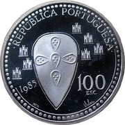 Portugal 100 Esc 800th Anniversary of the Death of King Afonso Henriques 1985 Proof KM# 629a REPUBLICA PORTUGUESA 100 ESC. 1985 coin obverse Portugal 100 Esc 800th Anniversary of the Death of King Afonso Henriques 1985 Proof KM# 629a REPUBLICA PORTUGUESA 100 ESC. 1985 coin obverse