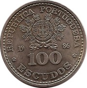 Portugal 100 Escudos 13th World Cup Football 1986 INCM KM# 637 REPÚBLICA PORTUGUESA 19 86 100 ESCUDOS A GOMES, DEL. J. CABAÇO MOD. coin obverse Portugal 100 Escudos 13th World Cup Football 1986 INCM KM# 637 REPÚBLICA PORTUGUESA 19 86 100 ESCUDOS A GOMES, DEL. J. CABAÇO MOD. coin obverse