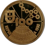 Portugal 100 Escudos Astronomic Navigation 1990 Proof KM# 649b 100 ESCUDOS REPUBLICA PORTUGUESA 1990 coin obverse