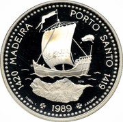 Portugal 100 Escudos Discovery of Madeira and Porto Santo 1989 KM# 647a 1420 MADEIRA PORTO SANTO 1419 AVE MARIA INCM ISABEL C 1989 F. BRANCO coin reverse Portugal 100 Escudos Discovery of Madeira and Porto Santo 1989 KM# 647a 1420 MADEIRA PORTO SANTO 1419 AVE MARIA INCM ISABEL C 1989 F. BRANCO coin reverse