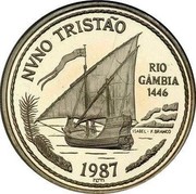 Portugal 100 Escudos Explorer Nuno Tristao 1987 KM# 640c NVNO TRISTÃO RIO GAMBIA 1446 ISABEL F BRANCO 1987 INCM coin reverse Portugal 100 Escudos Explorer Nuno Tristao 1987 KM# 640c NVNO TRISTÃO RIO GAMBIA 1446 ISABEL F BRANCO 1987 INCM coin reverse