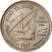 Portugal 100 Escudos Explorer Nuno Tristao 1987 KM# 640 NVNO TRISTÃO RIO GAMBIA 1446 ISABEL F. BRANCO 1987 INCM coin reverse Portugal 100 Escudos Explorer Nuno Tristao 1987 KM# 640 NVNO TRISTÃO RIO GAMBIA 1446 ISABEL F. BRANCO 1987 INCM coin reverse