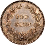 Portugal 100 Reis 1853 KM# 488 Kingdom Decimal coinage 100 REIS coin reverse Portugal 100 Reis 1853 KM# 488 Kingdom Decimal coinage 100 REIS coin reverse