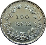 Portugal 100 Reis 1854 KM# 490 Kingdom Decimal coinage 100 REIS coin reverse Portugal 100 Reis 1854 KM# 490 Kingdom Decimal coinage 100 REIS coin reverse