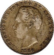 Portugal 100 Reis 1886 KM# 510 Kingdom Decimal coinage LUDOVICUS I PORTUG ET ALGARB REX 1886 coin obverse Portugal 100 Reis 1886 KM# 510 Kingdom Decimal coinage LUDOVICUS I PORTUG ET ALGARB REX 1886 coin obverse