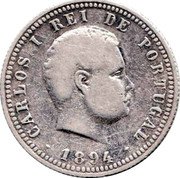 Portugal 100 Reis 1894 KM# 531 Kingdom Decimal coinage CARLOS I REI DE PORTUGAL 1890 coin obverse Portugal 100 Reis 1894 KM# 531 Kingdom Decimal coinage CARLOS I REI DE PORTUGAL 1890 coin obverse