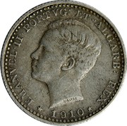 Portugal 100 Reis 1910 KM# 548 Kingdom Decimal coinage EMANVEL II PORTVG ET ALGARB REX 1910 coin obverse Portugal 100 Reis 1910 KM# 548 Kingdom Decimal coinage EMANVEL II PORTVG ET ALGARB REX 1910 coin obverse