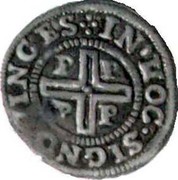 Portugal 100 Reis Joao IV 1640 KM# 44 IN HOC SIGNO VINCES PP PP coin reverse Portugal 100 Reis Joao IV 1640 KM# 44 IN HOC SIGNO VINCES PP PP coin reverse