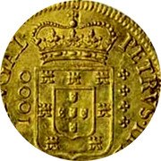 Portugal 1000 Reis Pedro II 1683 KM# 146 PETRVS II D G REX PORTVGAL 1000 coin obverse Portugal 1000 Reis Pedro II 1683 KM# 146 PETRVS II D G REX PORTVGAL 1000 coin obverse