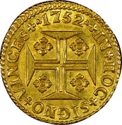 Portugal 1000 Reis Quartinho Jose I 1752 KM# 249.2 IN HOC SIGNO VINCES 1752 coin reverse Portugal 1000 Reis Quartinho Jose I 1752 KM# 249.2 IN HOC SIGNO VINCES 1752 coin reverse