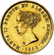 Portugal 1000 Reis 1851 KM# 486 Kingdom Decimal coinage MARIA II PORTUG ET ALGARB REGINA 1851 coin obverse Portugal 1000 Reis 1851 KM# 486 Kingdom Decimal coinage MARIA II PORTUG ET ALGARB REGINA 1851 coin obverse