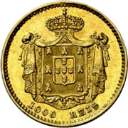 Portugal 1000 Reis 1851 KM# 486 Kingdom Decimal coinage 1000 REIS coin reverse Portugal 1000 Reis 1851 KM# 486 Kingdom Decimal coinage 1000 REIS coin reverse