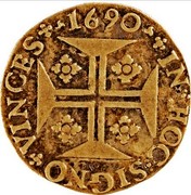 Portugal 1000 Reis Pedro II 1690 KM# 155 IN *HOC * SIGNO * VINCES coin reverse Portugal 1000 Reis Pedro II 1690 KM# 155 IN *HOC * SIGNO * VINCES coin reverse