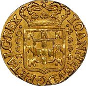 Portugal 1000 Reis (Quartinho. 1200 Reis) 1736 KM# 182 Kingdom Milled coinage 1000 IOANNES V D G P ET ALG REX coin obverse Portugal 1000 Reis (Quartinho. 1200 Reis) 1736 KM# 182 Kingdom Milled coinage 1000 IOANNES V D G P ET ALG REX coin obverse