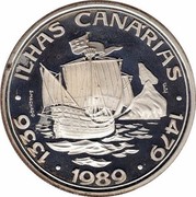 Portugal 100$00 Discovery of the Canary Islands 1989 KM# 646a ILHAS CANARIAS 1336-1479 1989 coin reverse Portugal 100$00 Discovery of the Canary Islands 1989 KM# 646a ILHAS CANARIAS 1336-1479 1989 coin reverse