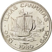 Portugal 100$00 Discovery of the Canary Islands 1989 KM# 646 1336 ILHAS CANARIAS 1479 S. MACHADO INCM 1989 coin reverse Portugal 100$00 Discovery of the Canary Islands 1989 KM# 646 1336 ILHAS CANARIAS 1479 S. MACHADO INCM 1989 coin reverse