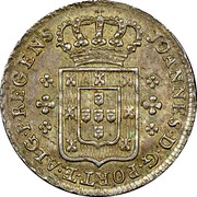 Portugal 120 Reis (6 Vintens) Joao Prince Regent ND KM# 317 JOANNES D G PORT ETALG P REGENS coin obverse Portugal 120 Reis (6 Vintens) Joao Prince Regent ND KM# 317 JOANNES D G PORT ETALG P REGENS coin obverse