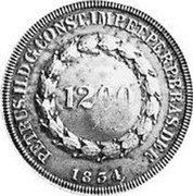 Portugal 1200 Reis ND KM# 21.4 Portuguese Administration Countermarked coinage (1871 Decree) PETRUS II D G CONST IMPETPER BRAS DEM 1854 1200 coin reverse Portugal 1200 Reis ND KM# 21.4 Portuguese Administration Countermarked coinage (1871 Decree) PETRUS II D G CONST IMPETPER BRAS DEM 1854 1200 coin reverse