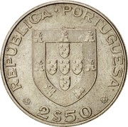 Portugal 2 $ 50 100th Anniversary of the Death of Alexandre Herculano 1977 KM# 605 REPUBLICA PORTUGUESA 2$50 coin obverse Portugal 2 $ 50 100th Anniversary of the Death of Alexandre Herculano 1977 KM# 605 REPUBLICA PORTUGUESA 2$50 coin obverse