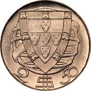Portugal 2 $ 50 Early Sailing Ship 1944 KM# 580 2 $ 50 coin reverse Portugal 2 $ 50 Early Sailing Ship 1944 KM# 580 2 $ 50 coin reverse