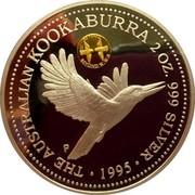 Australia 2 Dollars Kookaburra. 50 Years beyond WW2 privy mark 1995 Proof KM# 290.6 THE AUSTRALIAN KOOKABURRA 2 OZ. 999 SILVER 1995 coin reverse Australia 2 Dollars Kookaburra. 50 Years beyond WW2 privy mark 1995 Proof KM# 290.6 THE AUSTRALIAN KOOKABURRA 2 OZ. 999 SILVER 1995 coin reverse