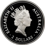 Australia 2 Dollars Kookaburra. Florin 1934 privy mark 1995 Proof KM# 290.3 ELIZABETH II AUSTRALIA 2 DOLLARS coin obverse Australia 2 Dollars Kookaburra. Florin 1934 privy mark 1995 Proof KM# 290.3 ELIZABETH II AUSTRALIA 2 DOLLARS coin obverse