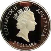Australia 2 Dollars Kookaburra. George V small head Sovereign Privy Mark 1994 KM# 230.5 ELIZABETH II AUSTRALIA 2 DOLLARS coin obverse Australia 2 Dollars Kookaburra. George V small head Sovereign Privy Mark 1994 KM# 230.5 ELIZABETH II AUSTRALIA 2 DOLLARS coin obverse