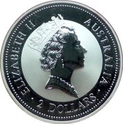 Australia 2 Dollars Kookaburra. Shilling 1937 privy mark 1997 Proof KM# 319.3 ELIZABETH II AUSTRALIA 2 DOLLARS coin obverse Australia 2 Dollars Kookaburra. Shilling 1937 privy mark 1997 Proof KM# 319.3 ELIZABETH II AUSTRALIA 2 DOLLARS coin obverse