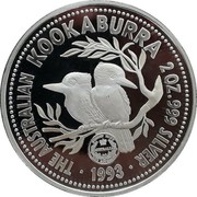 Australia 2 Dollars Kookaburra. Sydney Mint Sovereign Privy Mark 1993 Proof KM# 230.3 THE AUSTRALIAN KOOKABURRA 2 OZ 999 SILVER 1993 coin reverse Australia 2 Dollars Kookaburra. Sydney Mint Sovereign Privy Mark 1993 Proof KM# 230.3 THE AUSTRALIAN KOOKABURRA 2 OZ 999 SILVER 1993 coin reverse