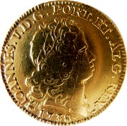 Portugal 2 Escudos (1/2 Peca. 3200 Reis) 1729 KM# 220.7 Kingdom Milled coinage IOANNES V D.G.PORT.ET ALG.REX. 1738 coin obverse Portugal 2 Escudos (1/2 Peca. 3200 Reis) 1729 KM# 220.7 Kingdom Milled coinage IOANNES V D.G.PORT.ET ALG.REX. 1738 coin obverse