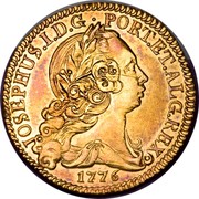 Portugal 2 Escudos (1/2 Peca. 3200 Reis) 1776 KM# 246 Kingdom Milled coinage JOSEPHUS I D G PORT ET ALG REX coin obverse Portugal 2 Escudos (1/2 Peca. 3200 Reis) 1776 KM# 246 Kingdom Milled coinage JOSEPHUS I D G PORT ET ALG REX coin obverse