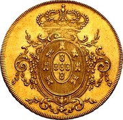 Portugal 2 Escudos (1/2 Peca. 3200 Reis) 1807 KM# 342 Kingdom Milled coinage coin reverse Portugal 2 Escudos (1/2 Peca. 3200 Reis) 1807 KM# 342 Kingdom Milled coinage coin reverse