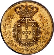 Portugal 2 Escudos (1/2 Peca. 3200 Reis) 1822 KM# 363 Kingdom Milled coinage coin reverse Portugal 2 Escudos (1/2 Peca. 3200 Reis) 1822 KM# 363 Kingdom Milled coinage coin reverse