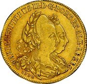 Portugal 2 Escudos Maria and Pedro III 1778 KM# 274 MARIA I ET PETRUS III D G PORT ET ALG REGES coin obverse Portugal 2 Escudos Maria and Pedro III 1778 KM# 274 MARIA I ET PETRUS III D G PORT ET ALG REGES coin obverse