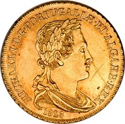 Portugal 2 Escudos 1828 KM# 387 Kingdom Milled coinage MICHAEL I D G PORTUGALIÆ ET ALGARB REX 1828 coin obverse